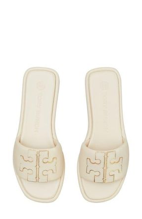 Tory Burch Double-T Leather Sport Slide Sandal in Dulce De Leche /Gold at Nordstrom, Size 10.5