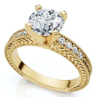 Pompeii3 Certified 1.60Ct Vintage Diamond Engagement Ring 14k Gold or Platinum Lab Grown