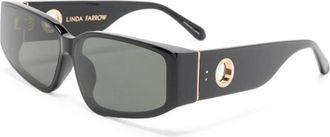 Linda Farrow Sunglasses, unisex, Black, ONE SIZE, Black Rectangle Sunglasses with Grey Lenses