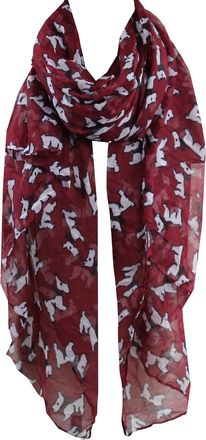 World of Shawls Pug Dog, Dachshund Dogs, Spaniel Dog Print Scarf - All Seasons Lovely Soft Scarf Wraps Shawl Scarves (Scottie/Westie Dog Print Scarf Maroon)