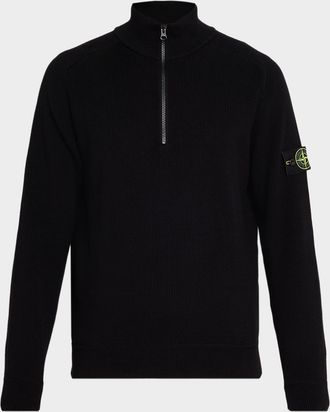 Stone Island Men & apos;s Cotton Rib Compass Quarter-Zip Sweater