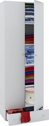 ebuy24 Vcm Armario De Madera 5 Compartimentos Con Caj&oacute;n 2 Puertas Giratorias Dimensiones Aprox. An. 70 X Al. 196 X P. 40 Cm - Vandol S (blanco)