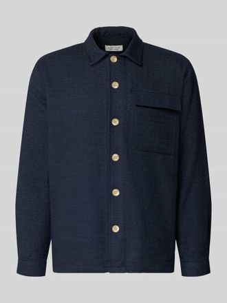 Casual Friday Casual Friday Regular Fit Hemdjacke mit Brusttasche Modell Matt in Marine, Gr&ouml;&szlig;e XXL