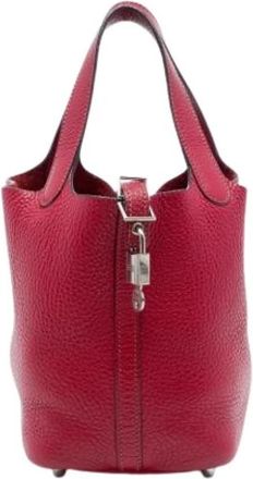 Herm&egrave;s Pre-owned Picotin Lock 18 - Dames - Vintage Tas - Rood - ONE Size - Leer - Vintage