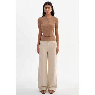 LaMarque Maeva | Shimmery Rib Knit Cropped Cardigan in Bronze at Nordstrom, Size X-Small