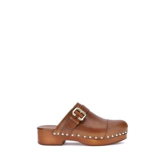 Chlo&eacute; Brown Calf Leather Bos Taurus Womens Clogs