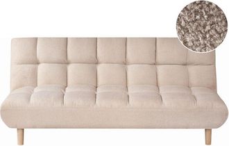 Beliani Sofa Bed Beige Boucle Upholstery Wooden Legs 2 Seater Tufted Backrest Ouilted Seat Modern Design Armless RISOR
