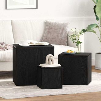 vidaXL Vidaxl - Tavolo Nesting 3 pcs Rovere nero 45 x 45 x 45 cm