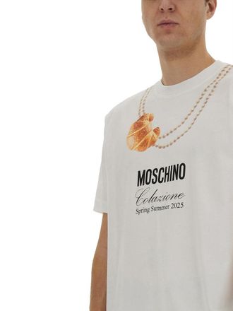 Moschino Logo-Print Cotton T-Shirt - White