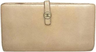 Chanel Pre-owned leren portemonnee - Dames - Vintage Accessoires - Beige - ONE Size - Leer - Vintage