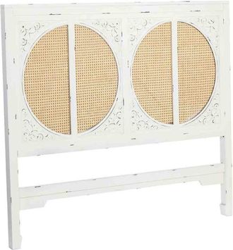 Wanderlust Deco Cabezal De Cama De Madera Con Rejilla Blanco 150x5x130h Cm