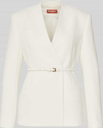 Max Mara Taillierter Blazer mit extra G&uuml;rtel Modell QUINOA in Weiss, Gr&ouml;&szlig;e 34