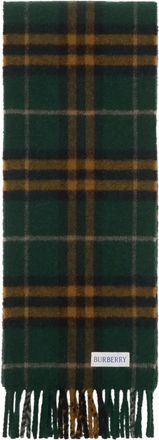Burberry Geruite kasjmier sjaal met franje - Groen