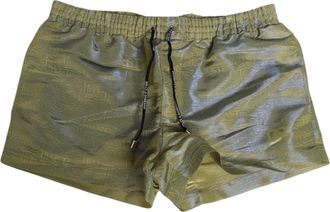 Dolce & Gabbana Groene Polyester Metalen Logo Print Heren Zwemkleding