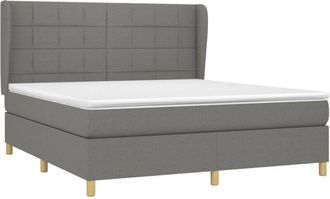 vidaXL Cama Box Spring Con Colch&oacute;n Tela Gris Oscuro 180x200 Cm Vidaxl