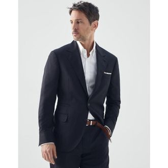 Brunello Cucinelli Mens Anthracite Wool Silk Blazer, Size 58