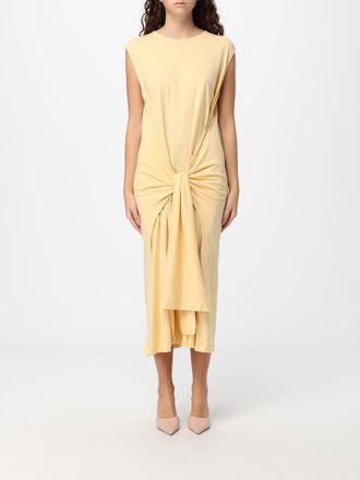 Toteme Sleeveless Jersey Sheath Midi Dress with Waist Knot and Lace
