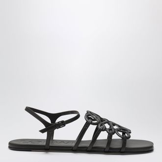 Loewe Dark brown leather Petal Anagram sandals