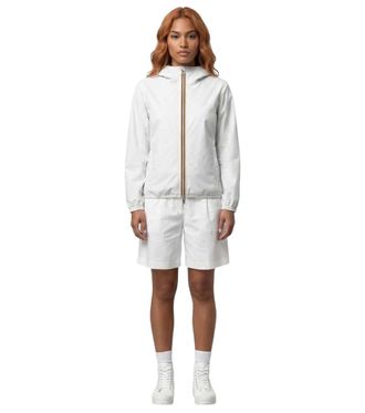 K-Way White Solid Hood Jacket