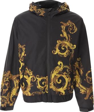 Versace Jeans Couture Barok Waterverf Windjack - Heren - Zomerjassen - Zwart - M - Polyester - Jassen