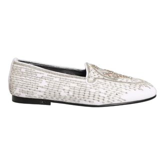 Dolce & Gabbana Loafers, male, White, Size: 8 US Satin Embellished Dress Loafers
