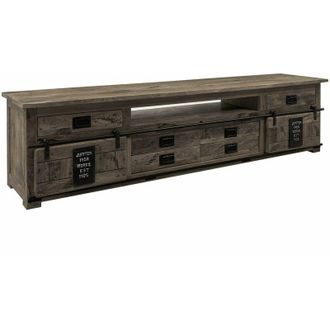 Massivmoebel24 mobile TV in legno di Mango 240x50x60 grigio scuro laccato RAILWAY