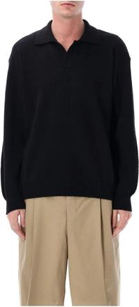 Roberto Collina Gebreide Poloshirt Trui - Heren - V-hals truien - Zwart - M - Truien & Vesten