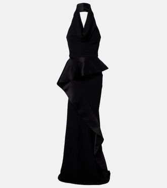 Maticevski Provocateur halterneck peplum satin gown