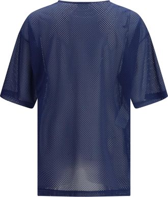 Moschino Mens Technical Mesh T-Shirt With Number Print Fantasia Blu Polyester T-Shirts And Polos