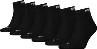 Puma 6 Pairs Unisex Quarter Trainer Sports Socks Black 2 1/2-5 (35-38)