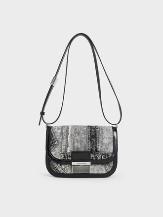 Charles & Keith Charlot Patchwork Denim Bag