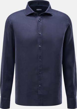 Braun Hamburg Men - Linen shirt shark collar navy