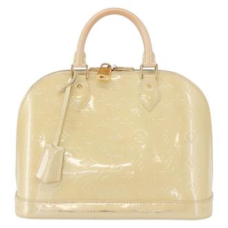 Louis Vuitton Alma Handbag Monogram Vernis Beige Patent_Leather Handbag (Pre-Owned)