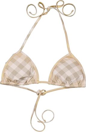 Burberry Check Triangle Bikini Top, Size Medium