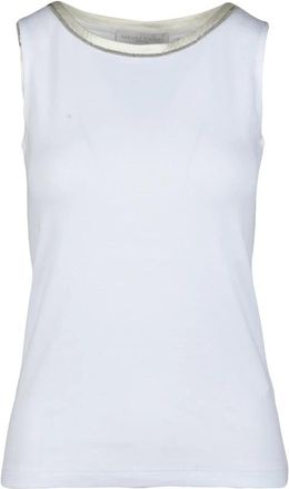 Fabiana Filippi Elegante Katoen Elastan Top - Dames - Tops zonder mouwen - Wit - L - Katoen - Tops
