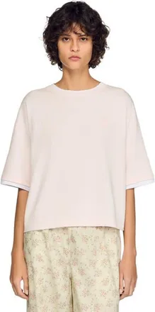 Sandro T-shirt with contrasting trim in Light Pink at Nordstrom, Size X-Large