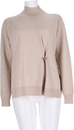 Fabiana Filippi Beige Gathered Knit Virgin Wool-Blend Sweater