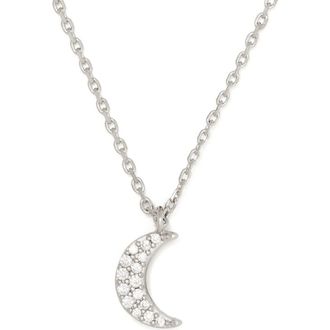 Kate Spade New York pav&eacute; moon pendant necklace in Clear/Silver at Nordstrom