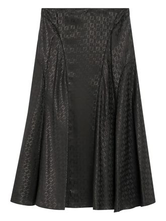 Fendi FF-jacquard midi skirt - women - Silk/Silk - 42 - Brown