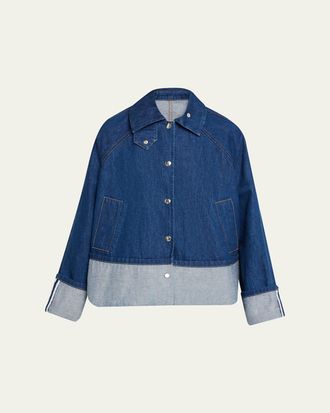 Brandon Maxwell Wells Trapeze Denim Jacket