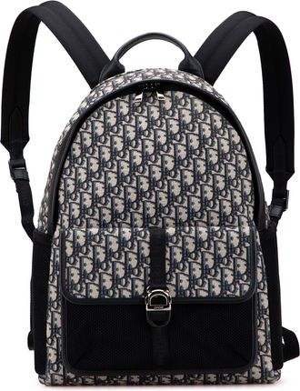 Dior Pre-owned Womens Oblique Pattern Backpack - Navy Textile - One Size