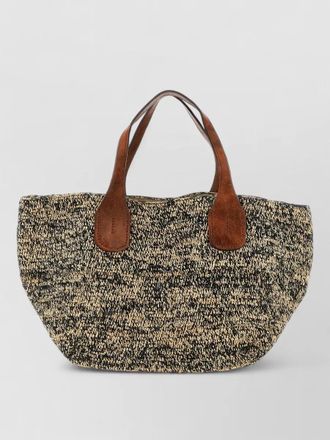 Ibeliv tokyo ii woven tote bag leather handles
