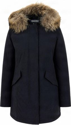 Woolrich Mid-Length Parka With Plush Fur Trim And Zip Closure