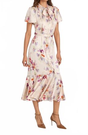 Cinq &agrave; Sept Iris Bouquet Willow Midi Dress In Oatmilk Multi