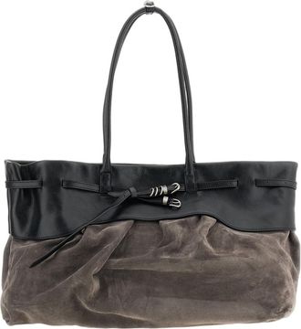 Margesherwood Grey Black Soft Grandma Layered Suede Shoulder Bag