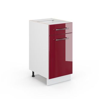 Vicco Mueble Bajo De Cocina Fame-line, Rojo Burdeos Alto Brillo, 40 Cm Sin Encimera Vicco