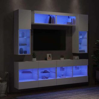 vidaXL Muebles De Pared De Tv Con Luces Led 6 Piezas Blanco Vidaxl
