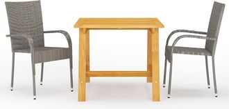 vidaXL Juego De Comedor Para Jard&iacute;n 3 Piezas Gris Vidaxl