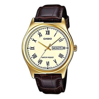 Casio Casio Dress Minimalistic Business Analog Watch Dark Brown Gold MTP-V006GL-9B