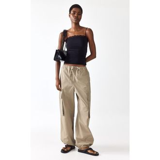 H&M Lace-trimmed Strappy Top in Black at Nordstrom, Size X-Large